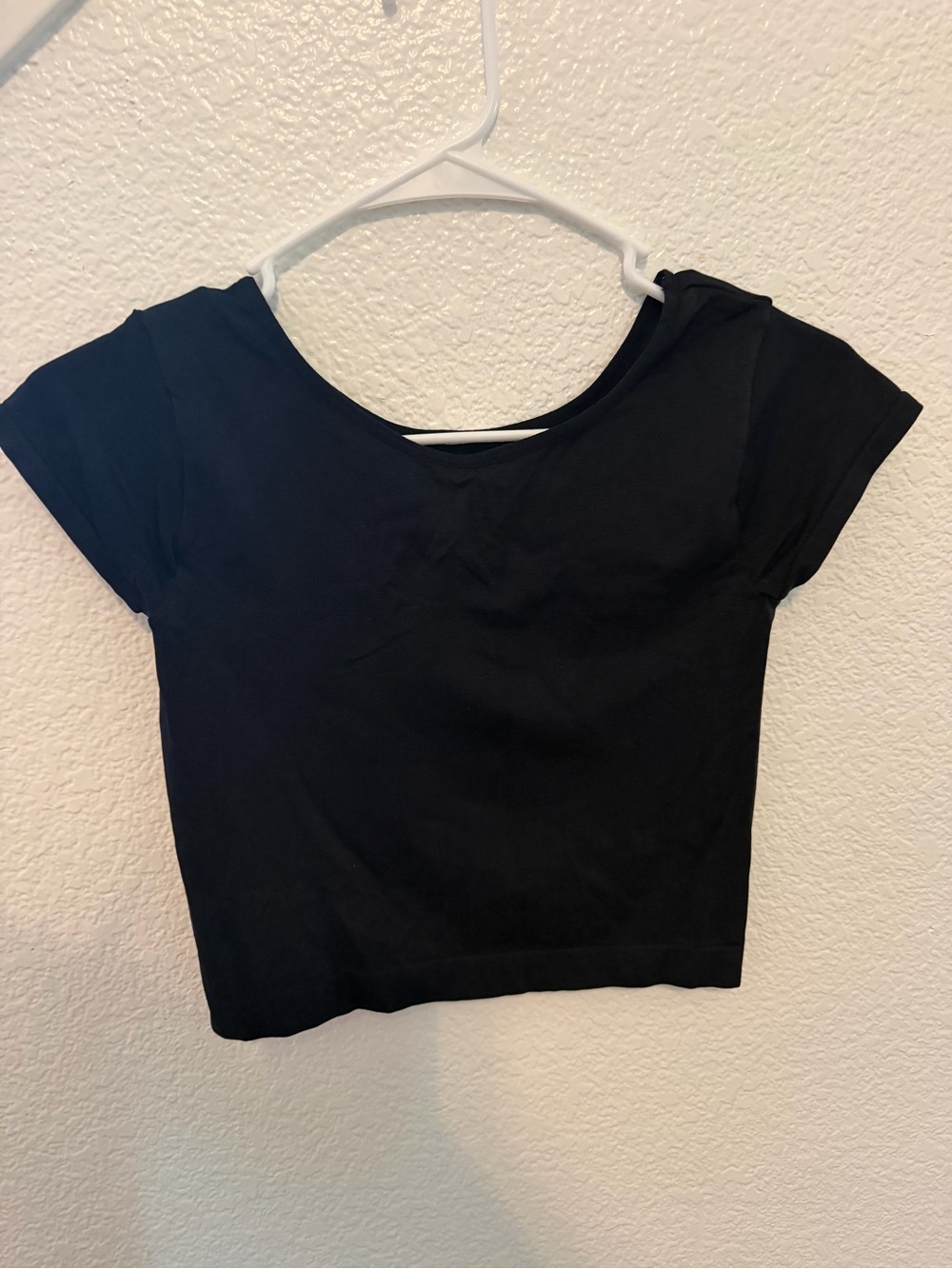 Free People Black Scoop Neck Crop Tee